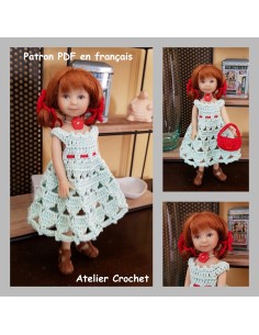 Robe, collier, élastique à cheveux et sac patron PDF de crochet pour poupée Heartstring doll