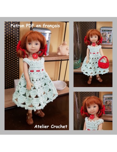 Robe, collier, élastique à cheveux et sac patron PDF de crochet pour poupée Heartstring doll