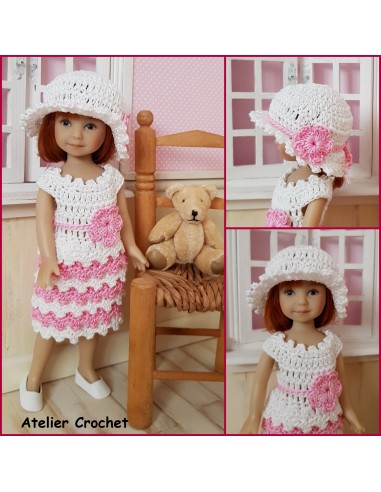 Robe et chapeau patron PDF de crochet pour poupée Heartstring Doll