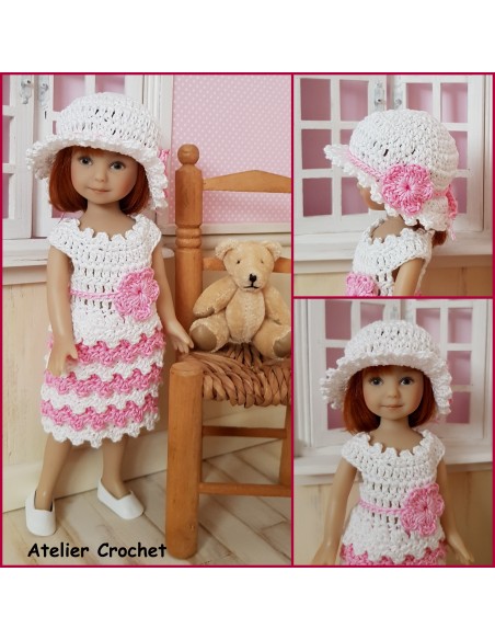 Robe et chapeau patron PDF de crochet pour poupée Heartstring Doll