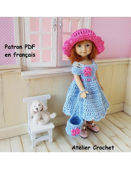robe, chapeau et sac patron PDF de crochet pour poupée Heartstring doll