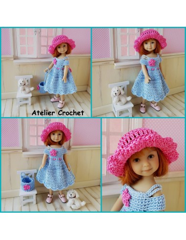 robe, chapeau et sac patron PDF de crochet pour poupée Heartstring doll