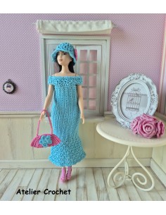 robe, sac et chapeau au crochet pour poupée Barbie Curvy