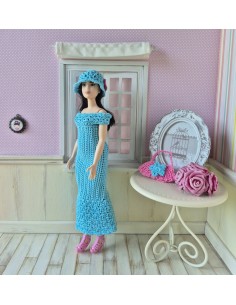 robe, sac et chapeau au crochet pour poupée Barbie Curvy 2