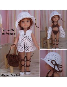 Maillot de bain, sac, chapeau, chaussures et gilet patron PDF de crochet pour poupée Paola Reina Las Amigas