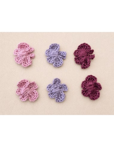 Lot de 6 papillons décoratifs au crochet
