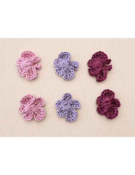 Lot de 6 papillons décoratifs au crochet