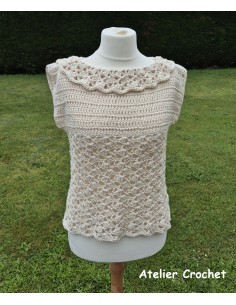 Top beige fait main au crochet