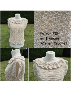 patron PDF d'un top au crochet avec un col
