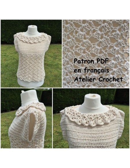 patron PDF d'un top au crochet avec un col