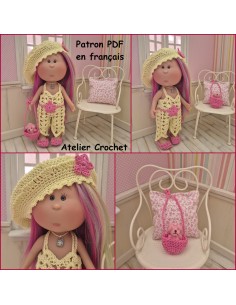 Combinaison, ceinture, béret, sac et chaussures patron PDF de crochet pour poupée Little Mia Nines d'Onil