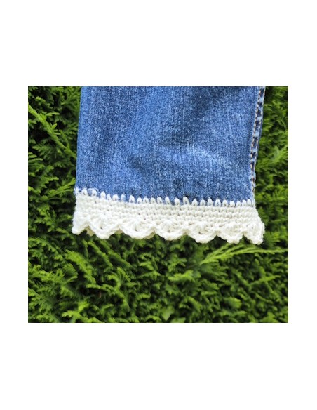 veste en jean customisée au crochet