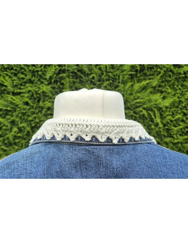 veste en jean customisée au crochet