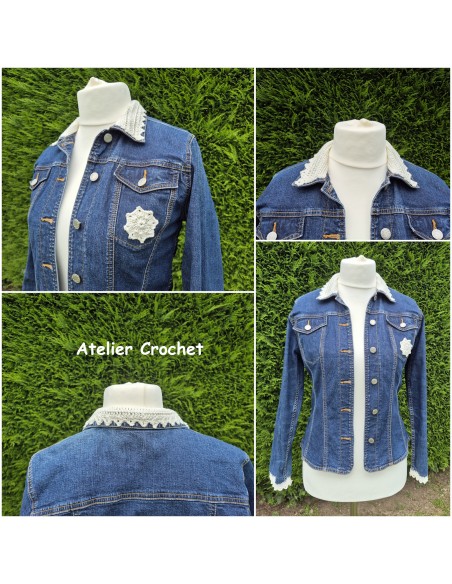 veste en jean customisée au crochet