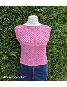 Top rose fait main au crochet
