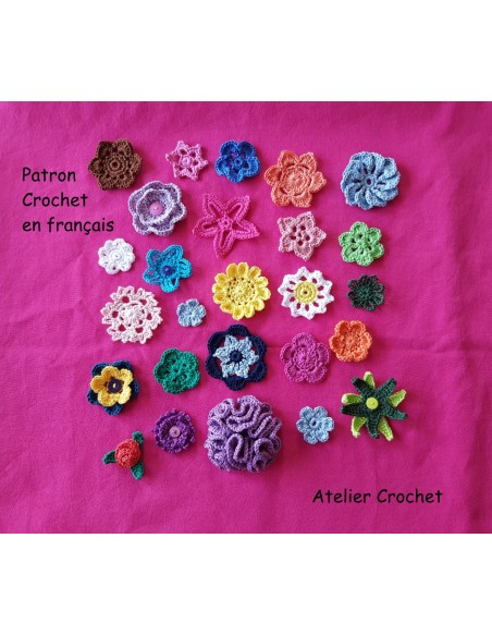 Patron PDF de 26 appliques fleurs au crochet