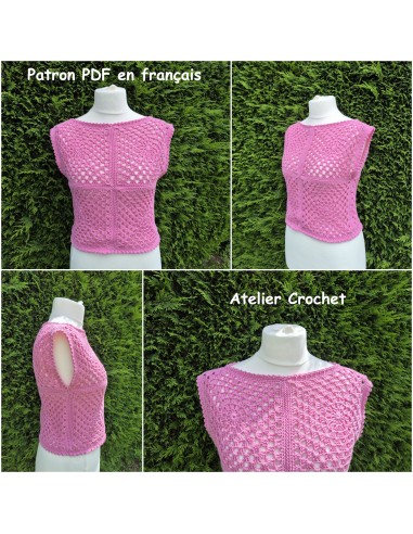 patron PDF d'un top au crochet à base de granny