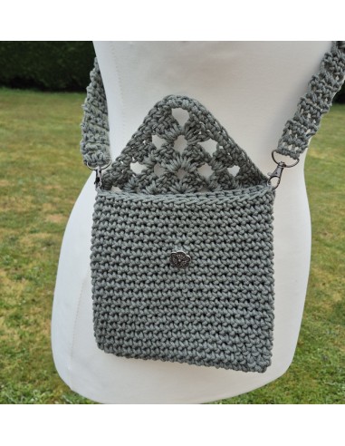 Sac vert kaki granny réalisé à la main au crochet taille unique