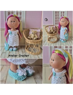 Ensemble robe, bandeau, sac et chaussures au crochet pour poupée Little Mia Nines d'Onil 2
