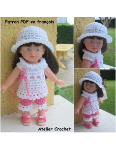 Tunique, pantacourt et chapeau patron PDF de crochet pour poupée Mini Corolline