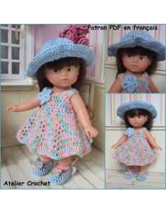 Robe, chapeau et chaussures patron PDF de crochet pour poupée Mini Corolline