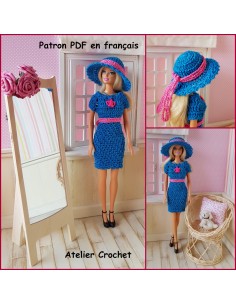 Robe et chapeau patron PDF de crochet pour poupée Barbie