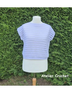 Top blanc effet dentelle réalisé à la main au crochet taille L