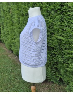 Top blanc effet dentelle réalisé à la main au crochet taille L 2