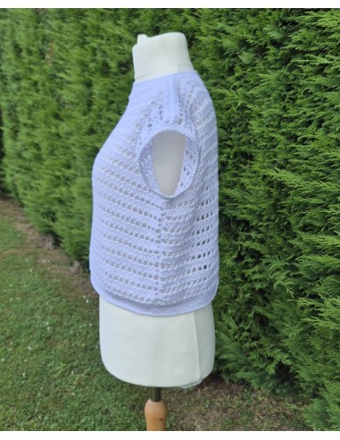 Top blanc effet dentelle fait main au crochet