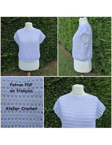 patron PDF d'un top au crochet effet dentelle