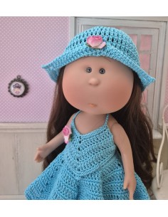 Ensemble top, jupe et chapeau au crochet pour poupée Mia Nines d'Onil 2