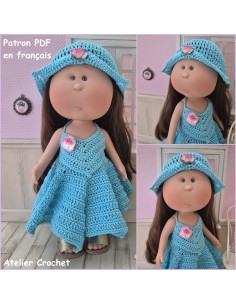 Jupe, top et chapeau patron PDF de crochet pour poupée Mia Nines d'Onil