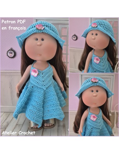 Jupe, top et chapeau patron PDF de crochet pour poupée Mia Nines d'Onil