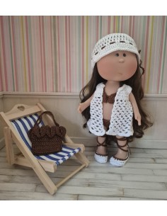 Maillot de bain, sac, chaussures, gilet et chapeau au crochet pour poupée Mia Nines d'Onil 2
