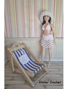 maillot de bain, jupe et sac ensemble au crochet pour poupée Barbie Curvy