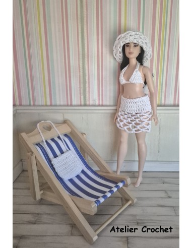 maillot de bain, jupe et sac ensemble au crochet pour poupée Barbie Curvy