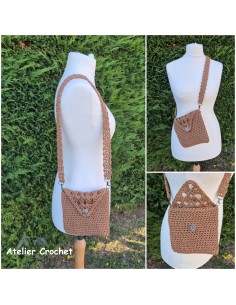 sac marron pour femme à base de granny au crochet