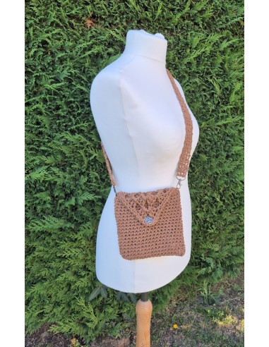 sac marron pour femme à base de granny au crochet