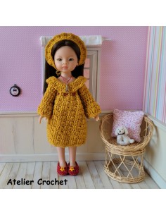 Robe, bandeau et chaussures au crochet pour poupée Paola Reina Las Amigas