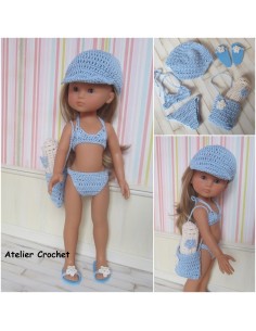 Patron PDF duo de tenues de plage au crochet pour poupée de 32-33cm 2