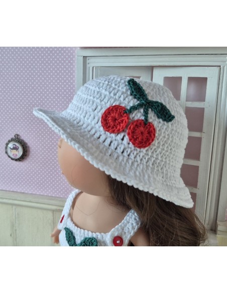 Salopette, chapeau et chaussures au crochet pour poupée Mia Nines d'Onil