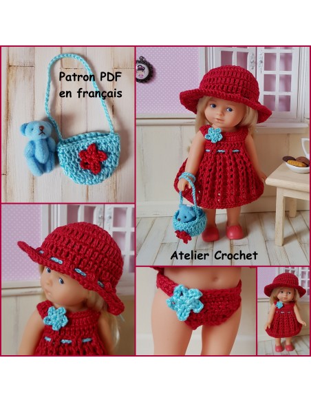 Robe, culotte, chapeau et sac patron PDF de crochet pour Mini Corolline