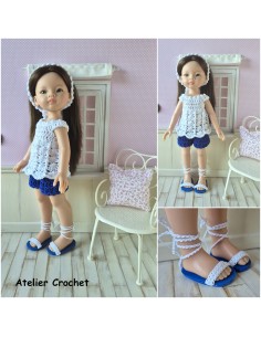 Ensemble short, top, bandeau et chaussures au crochet pour poupée Paola Reina Las Amigas 2