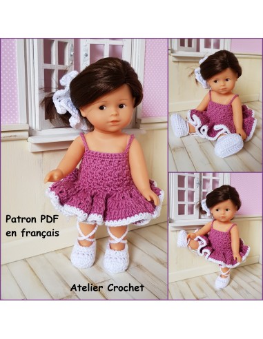 Tenue de danseuse patron PDF de crochet pour poupée mini corolline