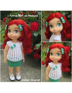 Tunique, jupe et barrettes patron PDF de crochet pour poupée Animator