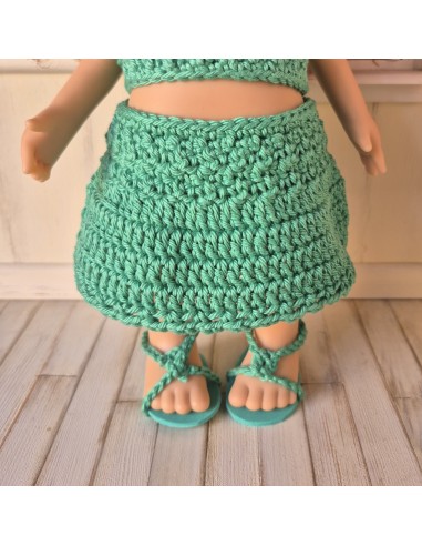 Top, culotte, jupe, bandeau et chaussures au crochet pour poupée Mia Nines d'Onil