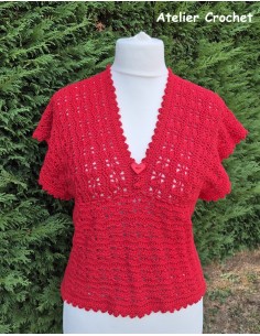 Top rouge fait main au crochet