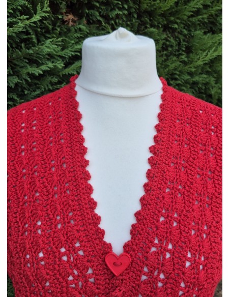 Top rouge fait main au crochet