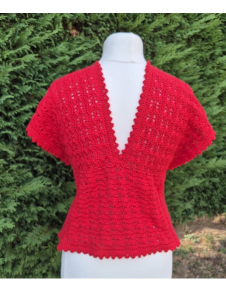 Top rouge fait main au crochet