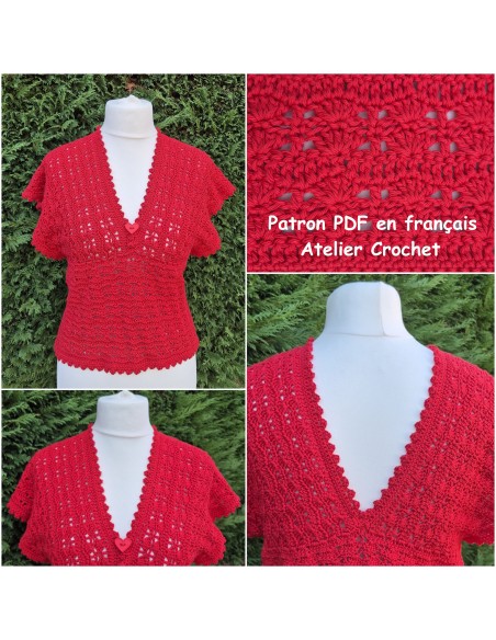 patron PDF top ajouré au crochet pour femme